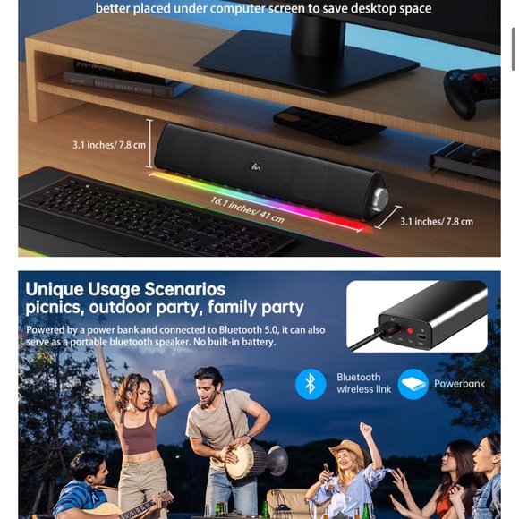 Computer Speakers, Bluetooth Desktop Speakers - Picture 8 of 9